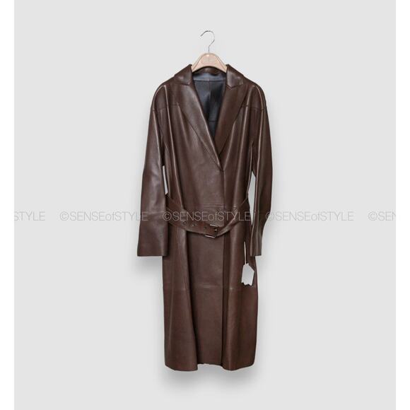 Brunello Cucinelli Leather Reversible Brown Black Coat Jacket Size 42 M - Picture 8 of 11